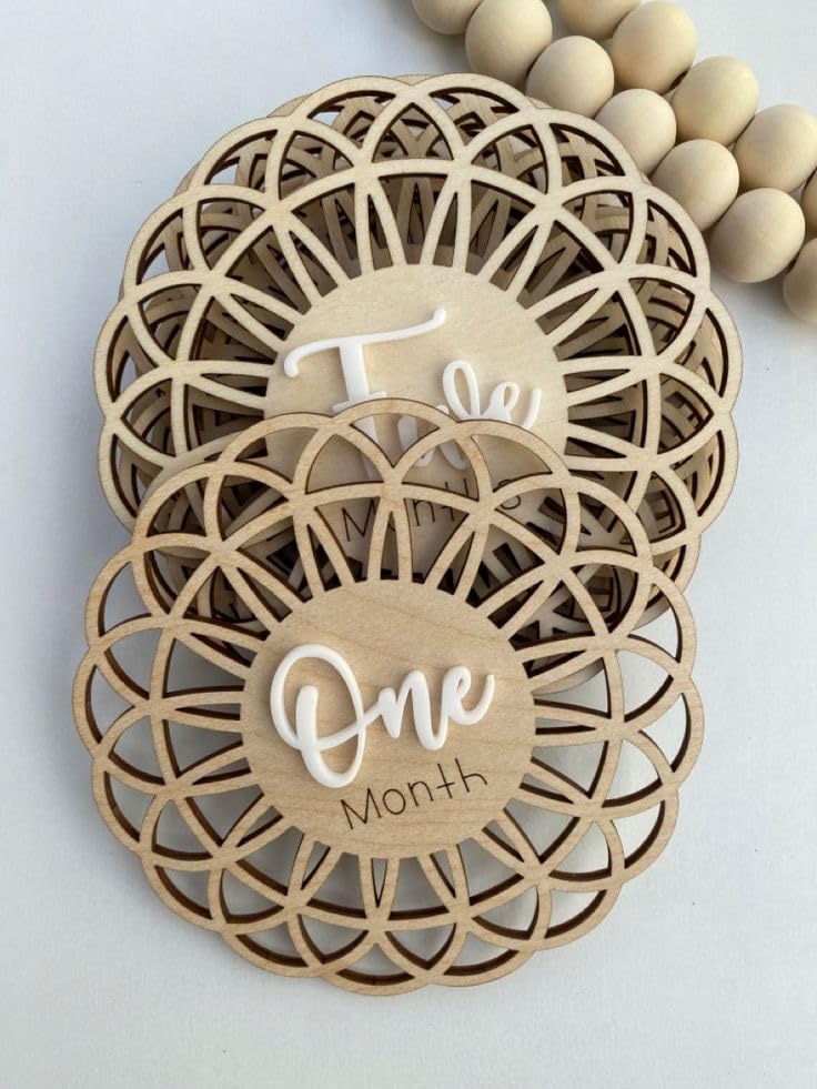 Set of 12 Boho Monthly Milestone Markers, Baby Milestone